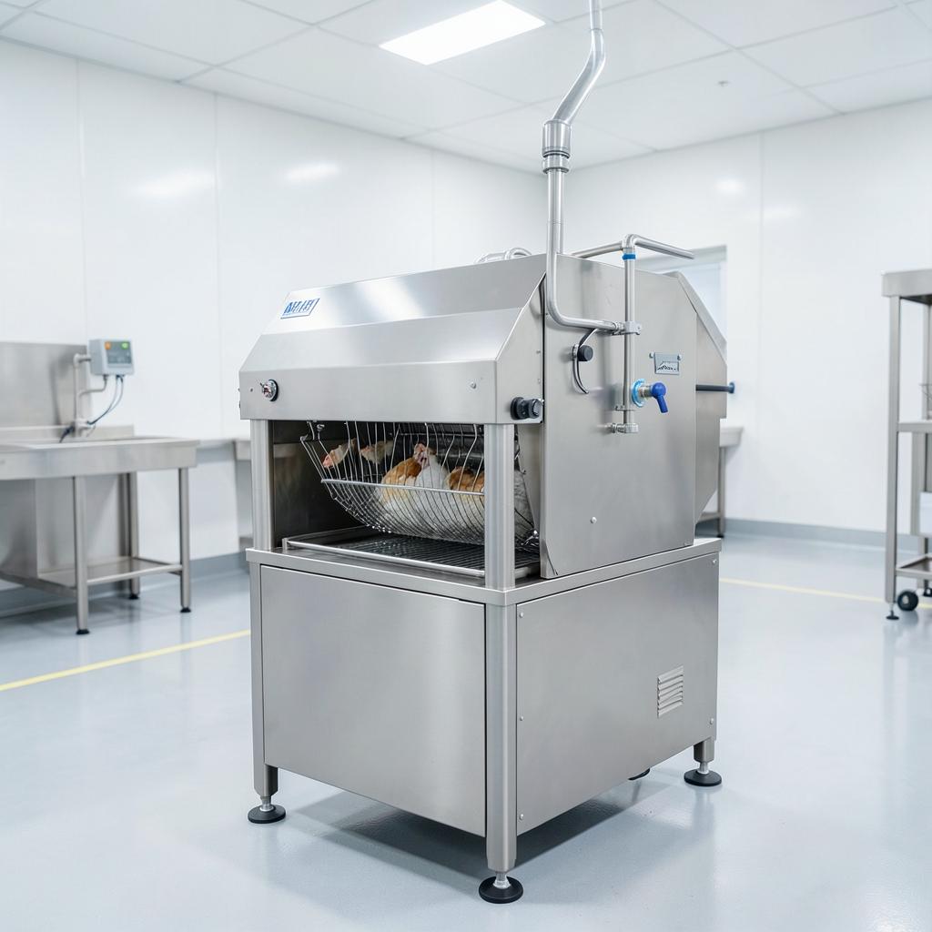 Plumeuse Automatique P70 — Inox — détail du moteur et des commandes | Brass AgriTech